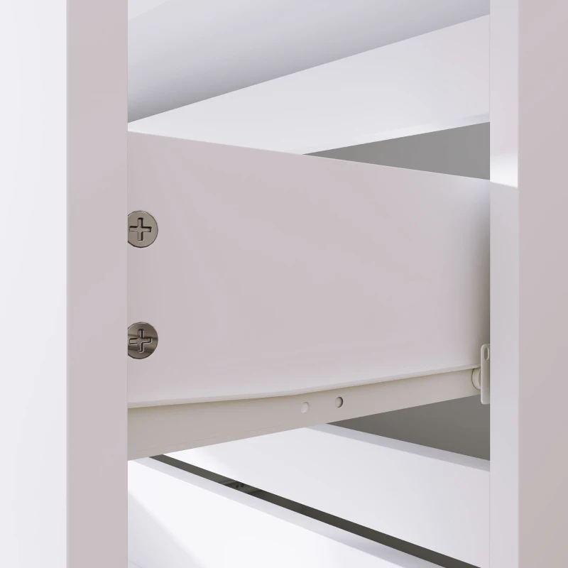HOMCOM Cassettiera con 4 Cassetti e Cinture Anti-Ribaltamento, in Legno, 55x33x80 cm, Bianco