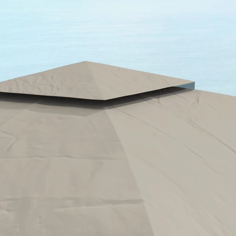 Outsunny Gazebo con tetto ventilato e finestre ad arco, 3,4x3,4 m, Grigio chiaro