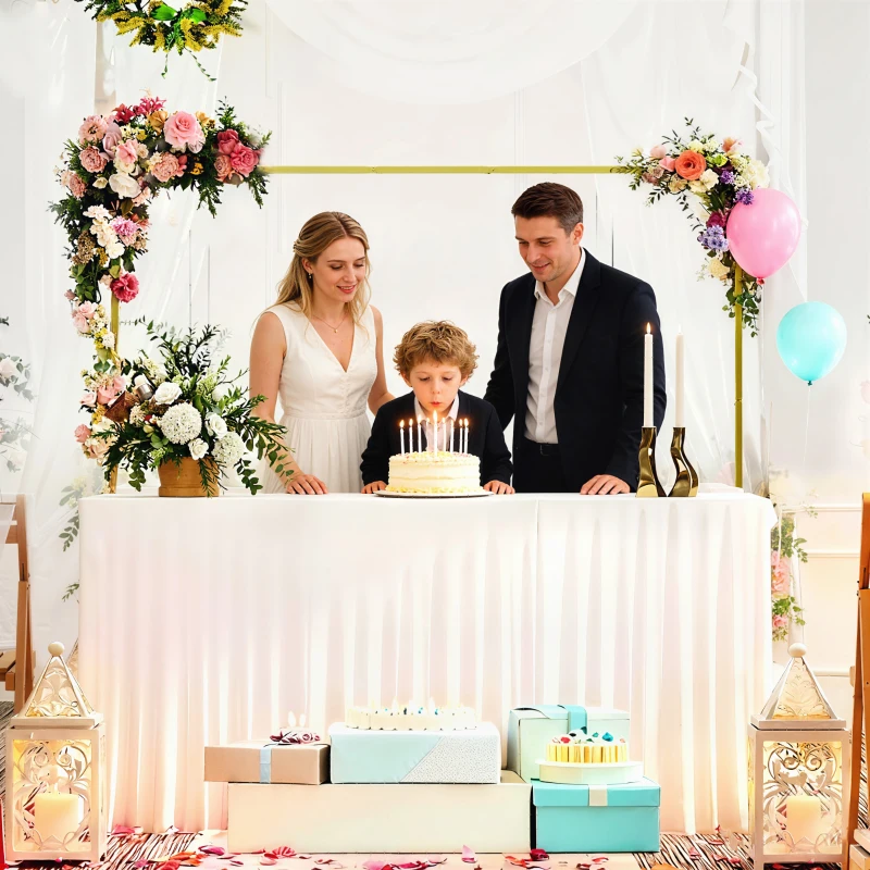 Outsunny Metall-Hintergrundbogen in Gold für Hochzeit, 2 m, Gartenbogen, Hochzeit, Blumen- und Ballonbogen