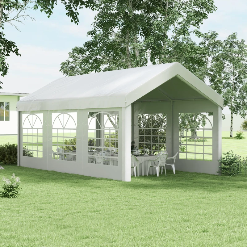Outsunny Parete di ricambio per gazebo impermeabile 6x2 m, Bianco