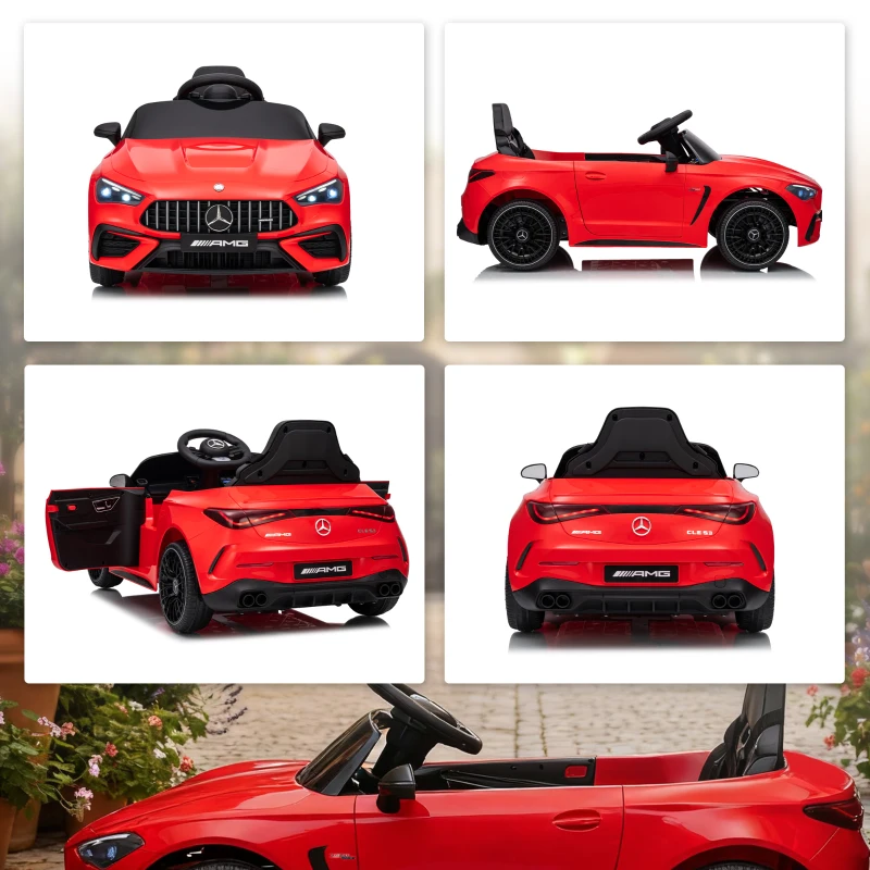 AIYAPLAY Voiture électrique pour enfants, design Mercedes, moteurs 12V, télécommande, feux LED, musique, pour enfants 3-6 ans, rouge