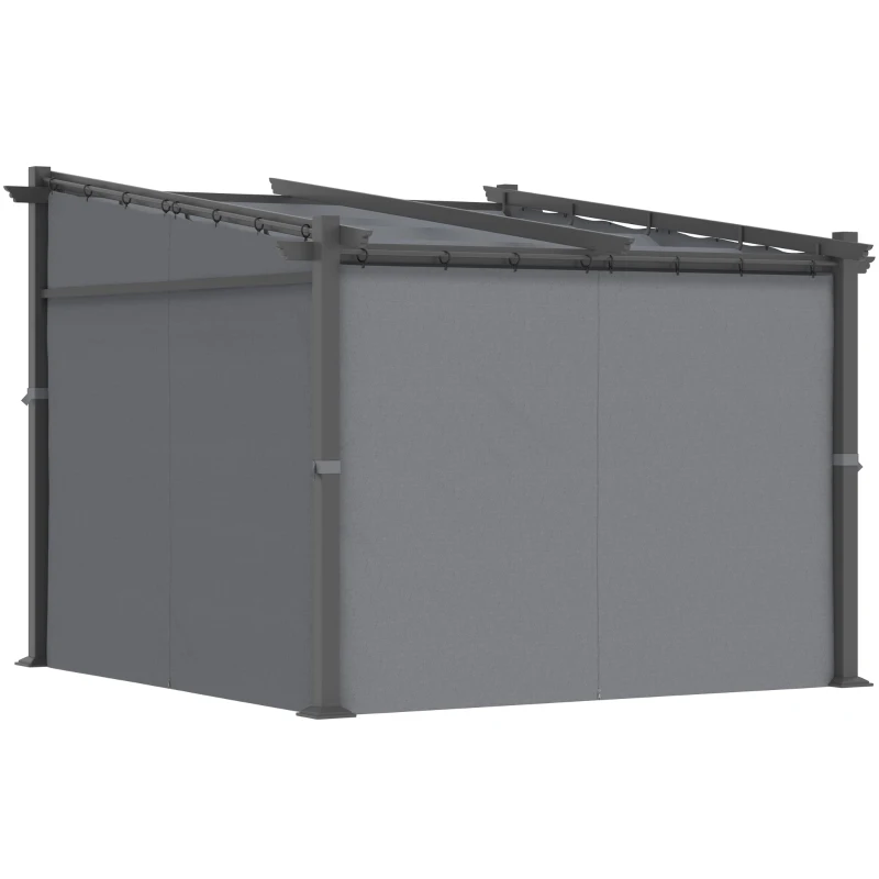 Outsunny Pergola con tetto estraibile e fissaggi inclusi, 2,97x2,95x2,3 m, Grigio scuro