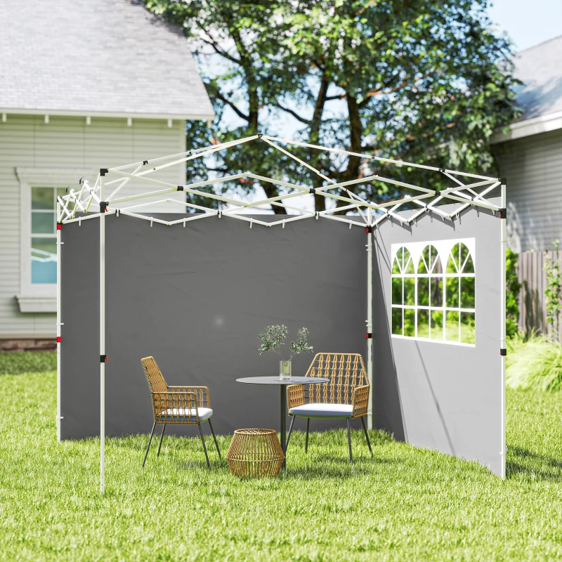 Outsunny Seitenteile für Pavillon 3 x 3 m Seitenwände mit Fenster 2er-Set Oxford Hellgrau