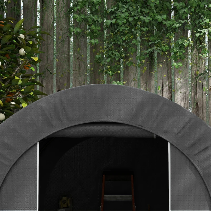 Outsunny Garten-Aufbewahrungszelt Außen Fahrradgarage PE-Plane Metall 2,4 x 1,8 x 1,9 m dunkelgrau