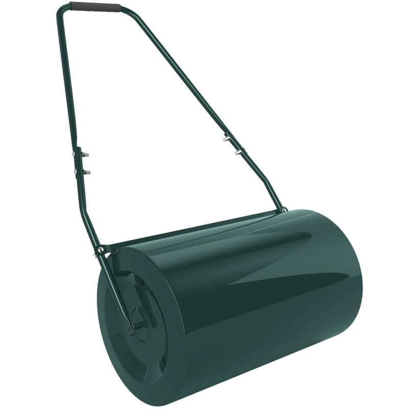 Outsunny Rouleau pour Gazon 63L de Capacité avec Lame Raclette, en Métal, 123x58x40 cm, Vert foncé