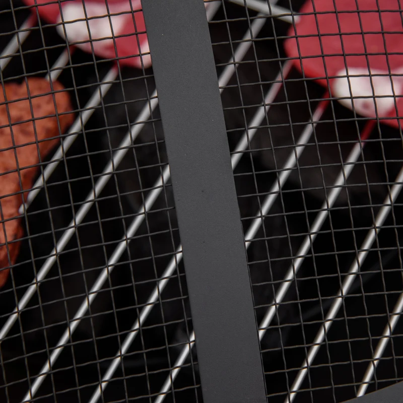 Outsunny Braciere tavolo da fuoco con attizzatoio e parascintille, 81x81x50 cm, Nero