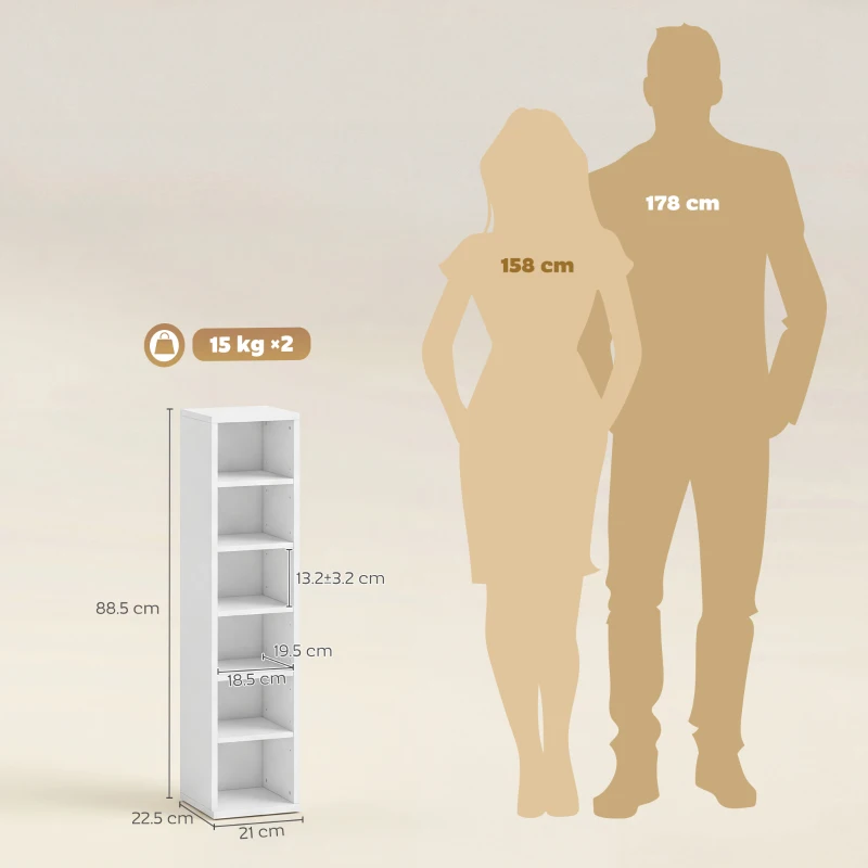 HOMCOM Set de 2 etajere coloane dulap pentru depozitare CD-DVD 12 compartimente 21 x 22,5 x 88,5 cm capacitate 204 CD-uri alb