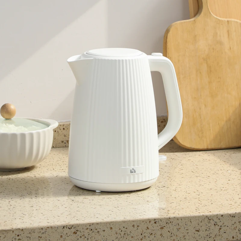 HOMCOM Elektrischer Wasserkocher 1,7l 2200W mit herausnehmbarem Kalkfilter Abschaltautomatik 360° drehbare Basis Creme
