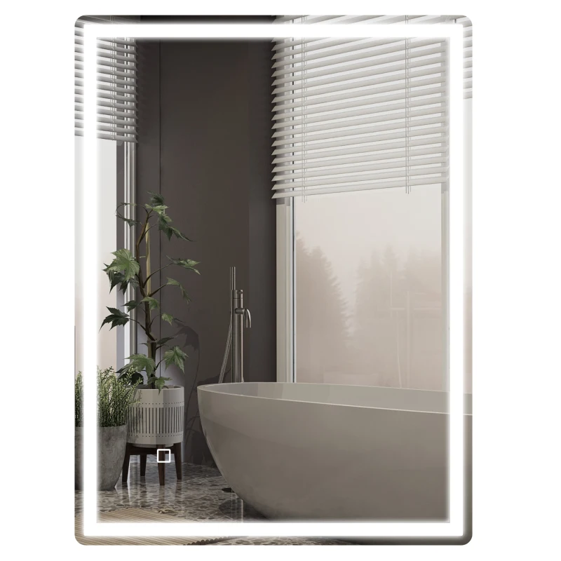 HOMCOM Specchio bagno LED con touch e antiappannamento, 60x80 cm, Bianco