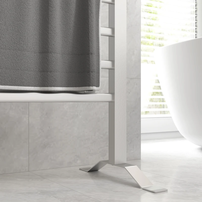 HOMCOM Sèche-serviettes électrique sur pied ou mural 150 W avec 8 barres et minuterie 2-4 heures, 53x35x90 cm, Argent