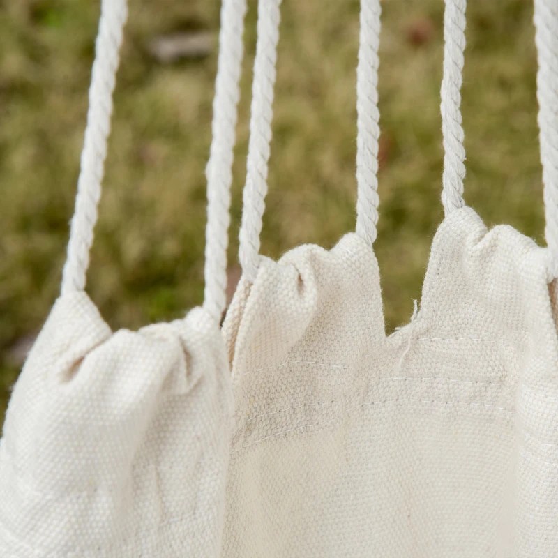 Outsunny Outdoor-Hängesessel Hängestuhl mit 2 Kissen, innen & außen, aus Baumwollmischgewebe, Creme