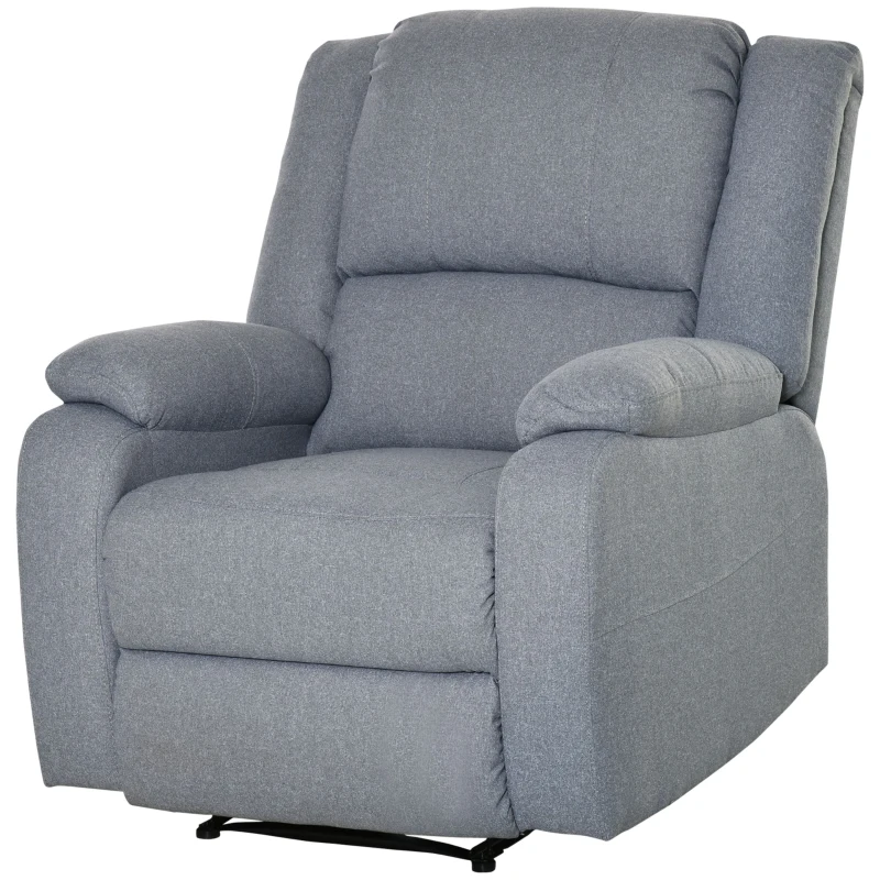 HOMCOM Poltrona relax reclinabile con poggiapiedi e schienale regolabile, Grigio chiaro