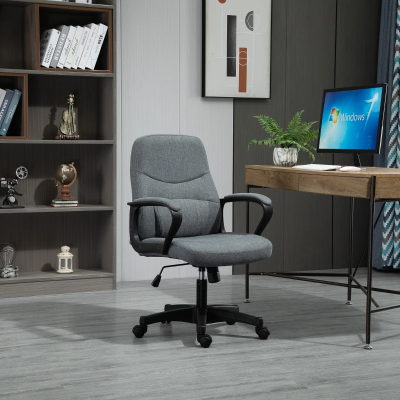 Vinsetto Chaise de bureau fauteuil bureau massant pivotant hauteur réglable tissu lin gris
