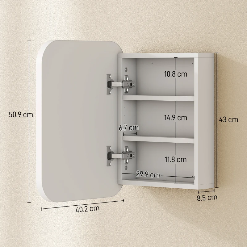 HOMCOM Bathroom Medicine Cabinet with Mirror, Bathroom Wall Cabinet with Adjustable Shelves, Soft Close Hinges, White
