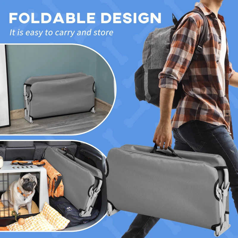 PawHut Łóżko dla Psów, Rozkładane, Wytrzymałe & Komfortowe, Do 10 kg, 71x58x20cm, Szary