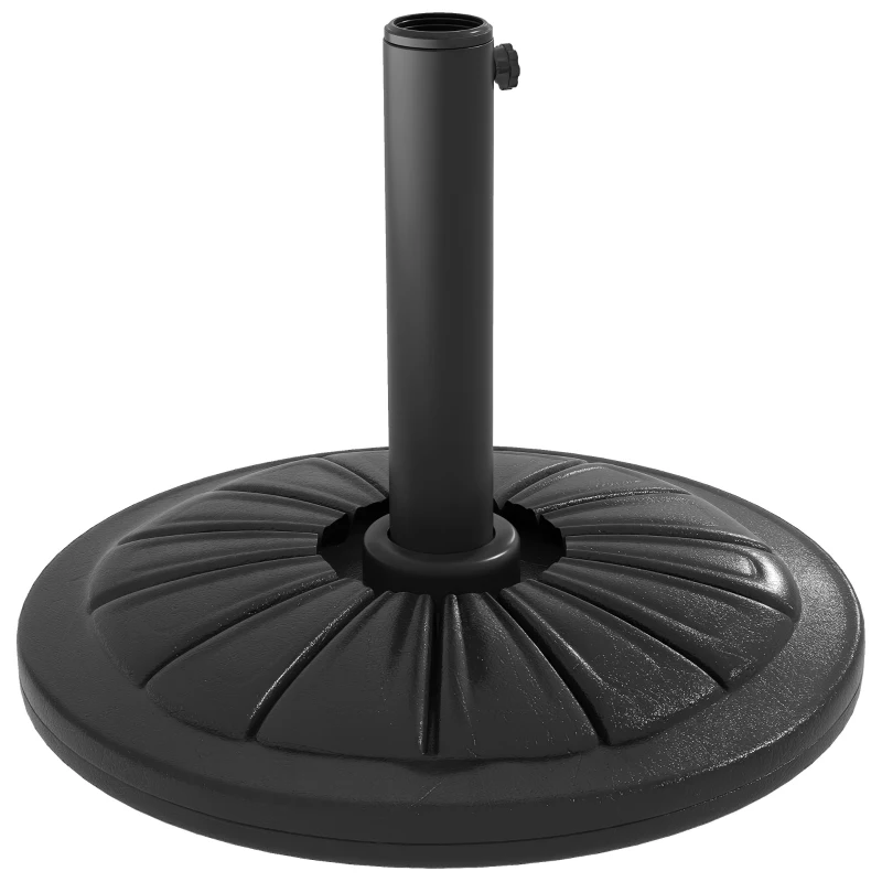 Outsunny Umbrella Base, Heavy Duty Concrete Base Holder with Steel Pole, Round Parasol Stand for Patio, Outdoor, Garden, Black