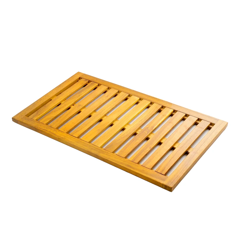 Outsunny Duschmatte aus Akazienholz 91x51 cm Rutschfeste Matte für Bad, Spa oder Pool natur