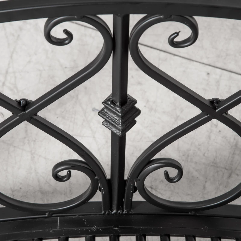 Outsunny 102L x 48W x 49H Classic Metal Garden Bridge with Safety Railings Arc Footbridge Decorative Pond Bridge for Backyard Creek Stream, Black