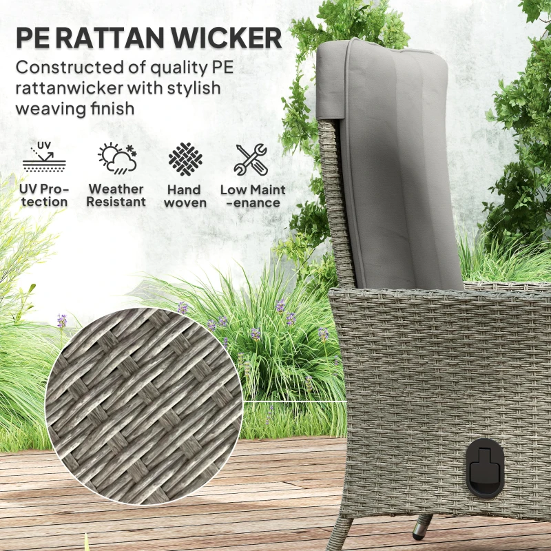Outsunny 105°-150° Reclining Rattan Chair - Grey