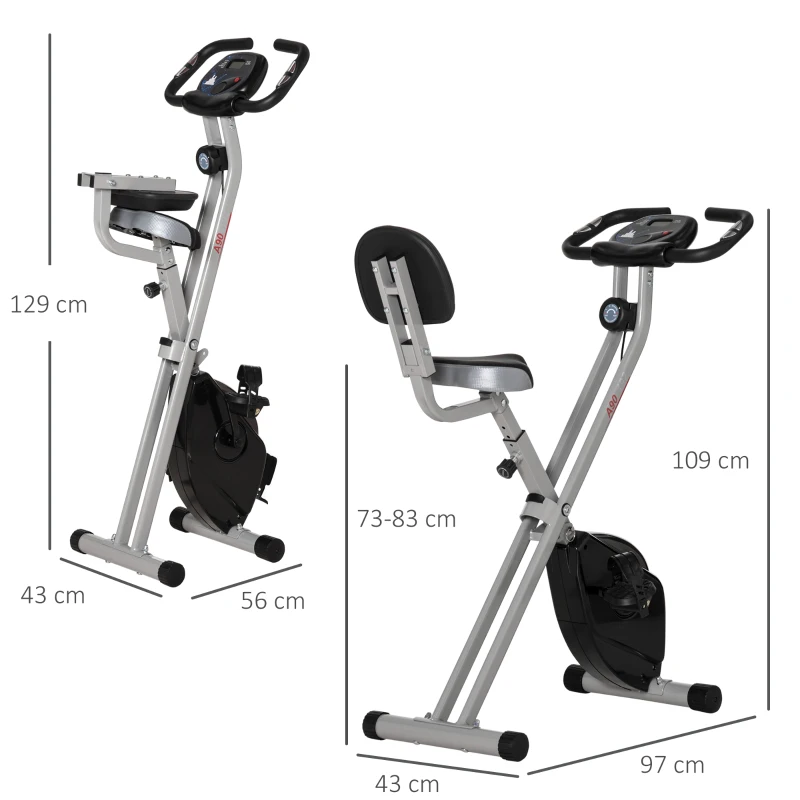 HOMCOM Vélo d'Appartement Pliable Magnétique Cardio-training - Sport Maison avec 8 Niveaux de Résistance et Roulettes - Silencieux Home Trainer avec Capteur de Pouls pour Fitness Homme et Femme, Noir