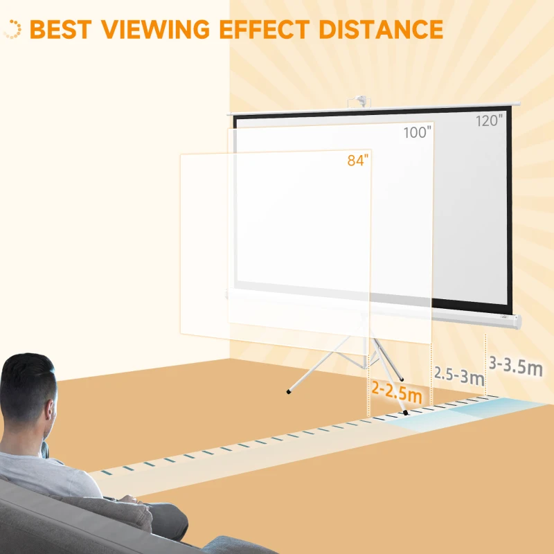 HOMCOM Ekran projektora z statywem 186 x 105 cm 84 cale 16:9 HD 4K ekran zwijany
