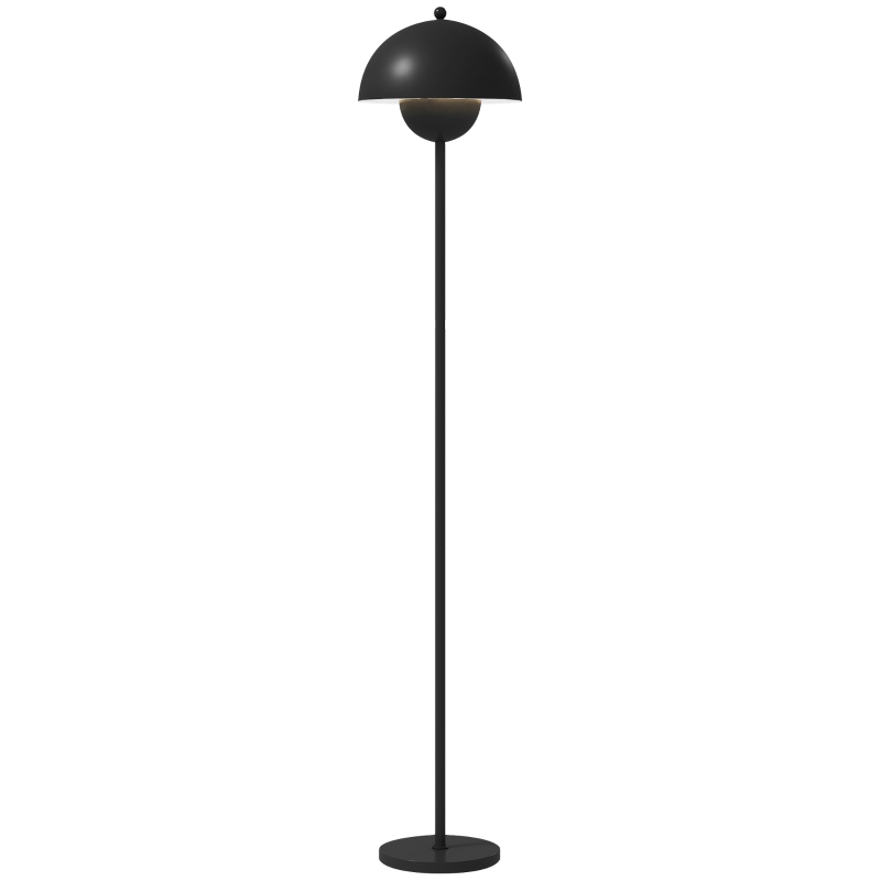 HOMCOM Lampă de podea pentru living modernă cu abajur în formă de cupă Comutator la picior Soclu E27 Fără bec Ø30x155 cm Negru