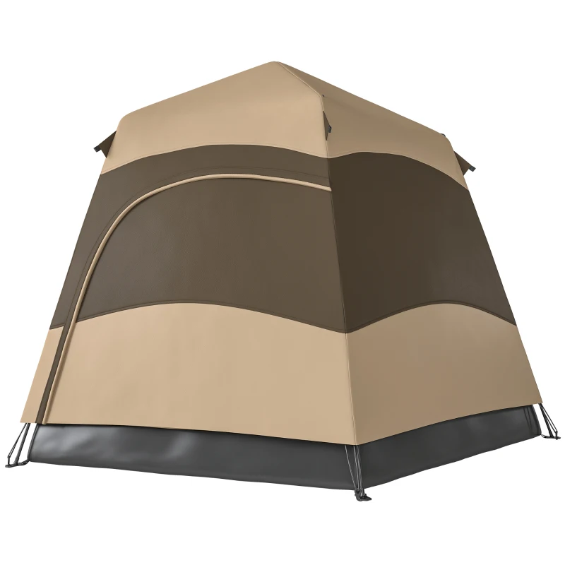 Outsunny Double Layer Instant Pop Up Tent with Rainfly, Portable Camping Shelter with Sewn-in Groundsheet and Carry Bag, Brown
