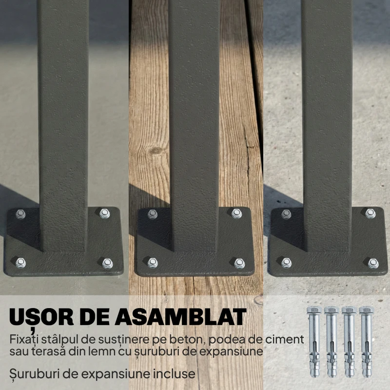 Outsunny Paravan Lateral Retractabil Impermeabil și UV50+, din Aluminiu, Oțel și Poliester, 420x185 cm, Gri Închis