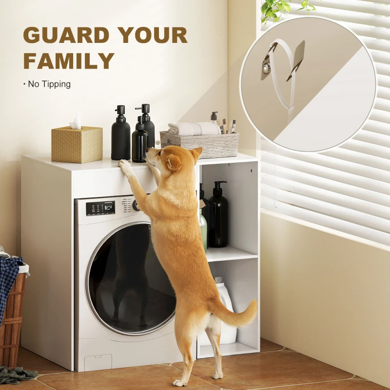 HOMCOM Szafka nad pralkę, organizer łazienkowy z otwartymi półkami do pralni, biały