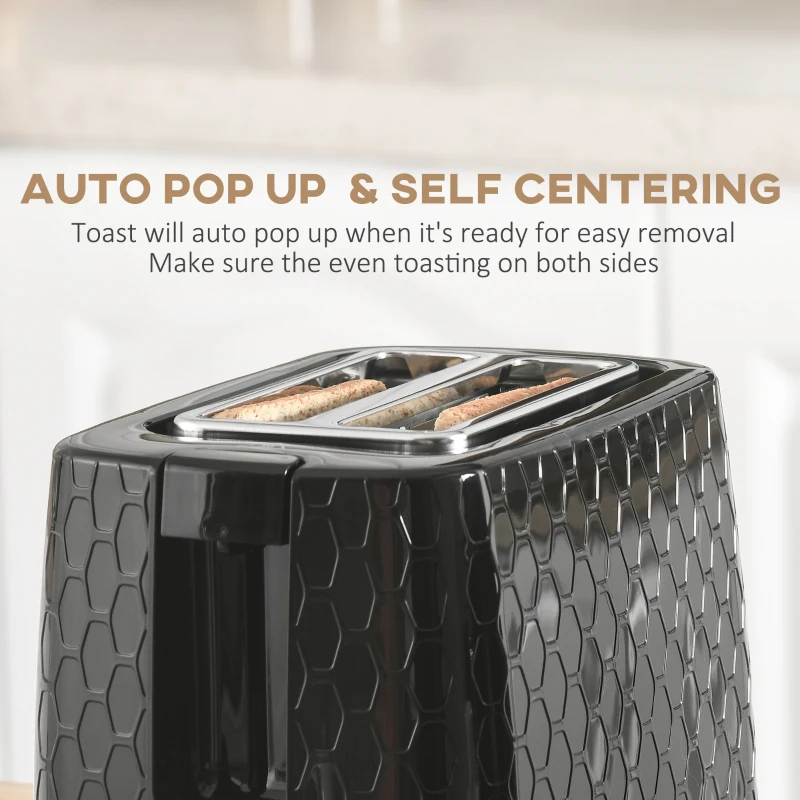 HOMCOM Zestaw Czajnik i Toster, 1,7 L, różne tryby, wskaźniki LED, Kolor Czarny