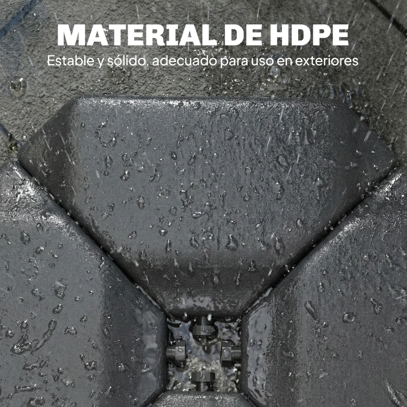 Outsunny Base para Sombrilla de 4 Piezas, para Cantilever Soporte para Parasol de HDPE Rellenable con Agua 77 kg o Arena 100 kg