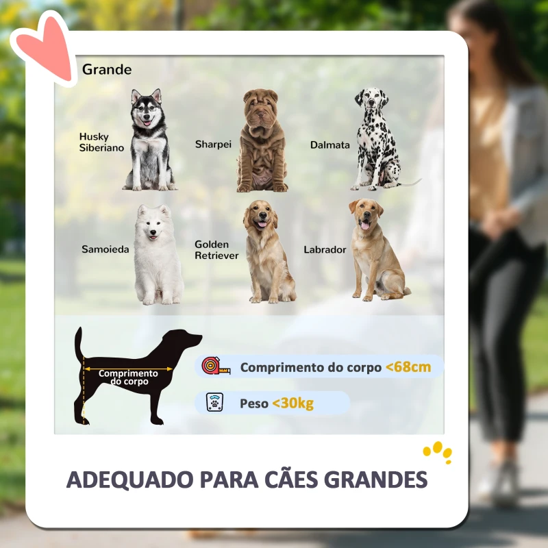 PawHut Carrinho Dobrável para Cães com Janelas de Malha Almofadado Lavável Correias de Segurança 124x67x100 cm Cinzento Escuro