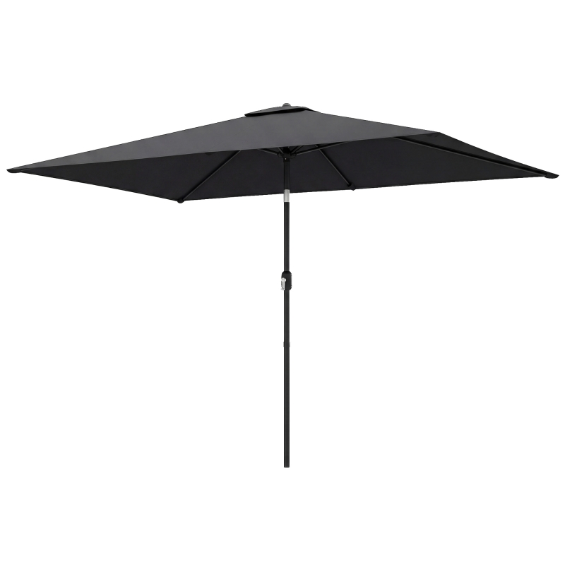 Outsunny Garden Parasol, Parasol Umbrella with Crank Handle, Tilt Function, Polyester Canopy, Black
