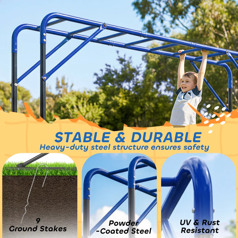 AIYAPLAY Wieża wspinaczkowa na zewnątrz z drążkiem do podciągania i wspinania dla dzieci 3-8 lat, do 150 kg, 250x190x180 cm, czarna