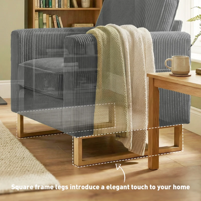 HOMCOM Accent Chair with Pocket Spring, Modern Industrial Armchair with Metal Legs for Livingroom Dark Grey