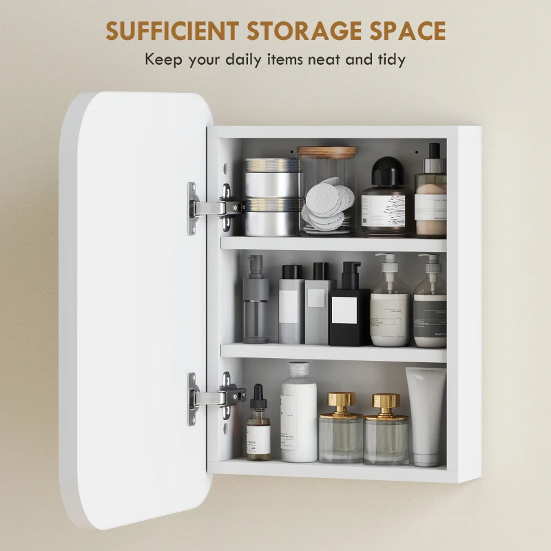 HOMCOM Bathroom Medicine Cabinet with Mirror, Bathroom Wall Cabinet with Adjustable Shelves, Soft Close Hinges, White