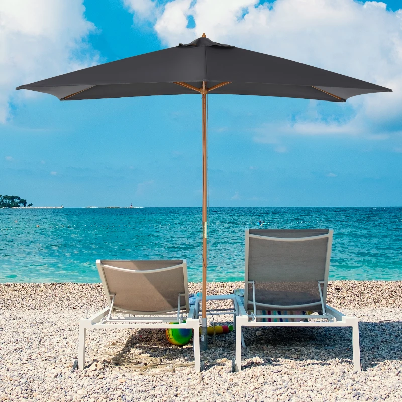 Outsunny Parasol droit rectangulaire Parasol de jardin grande taille dim. 3L x 2l x 2,5H m gris foncé