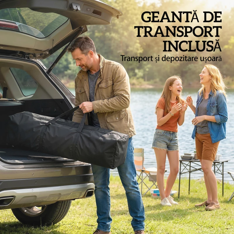 Outsunny Gazebo pliabil 4x4 m cu 4 plase laterale anti-țânțari, acoperiș dublu și saci cu nisip, culoare kaki și maro