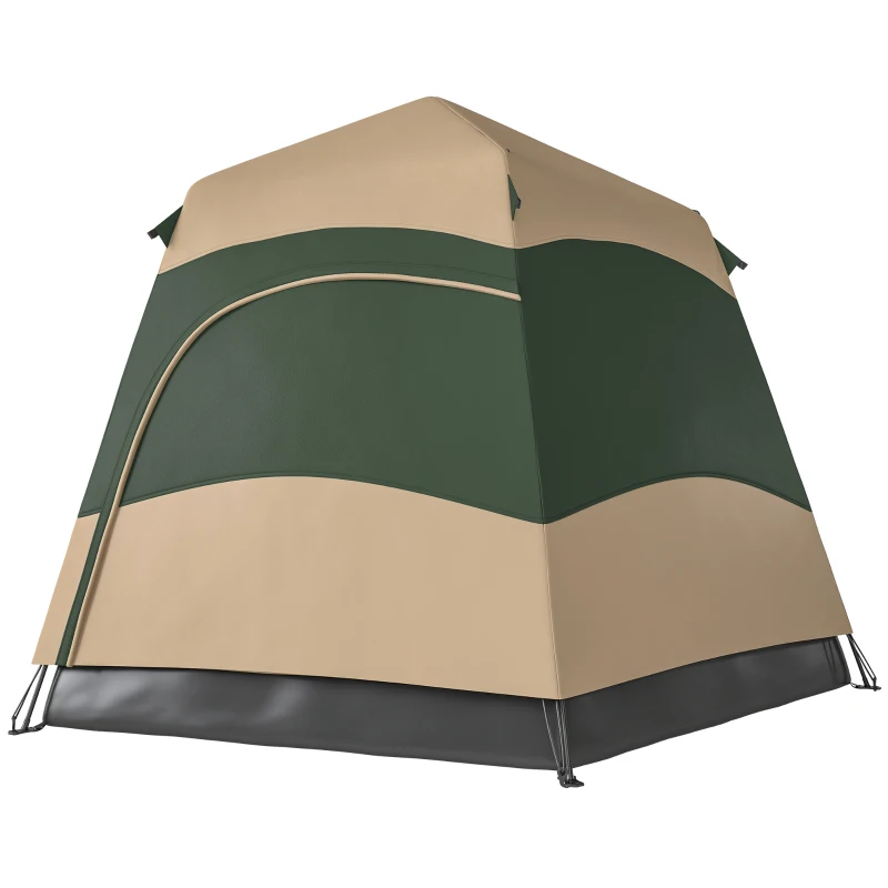 Outsunny Double Layer Instant Pop Up Tent with Rainfly, Portable Camping Shelter with Sewn-in Groundsheet and Carry Bag, Khaki