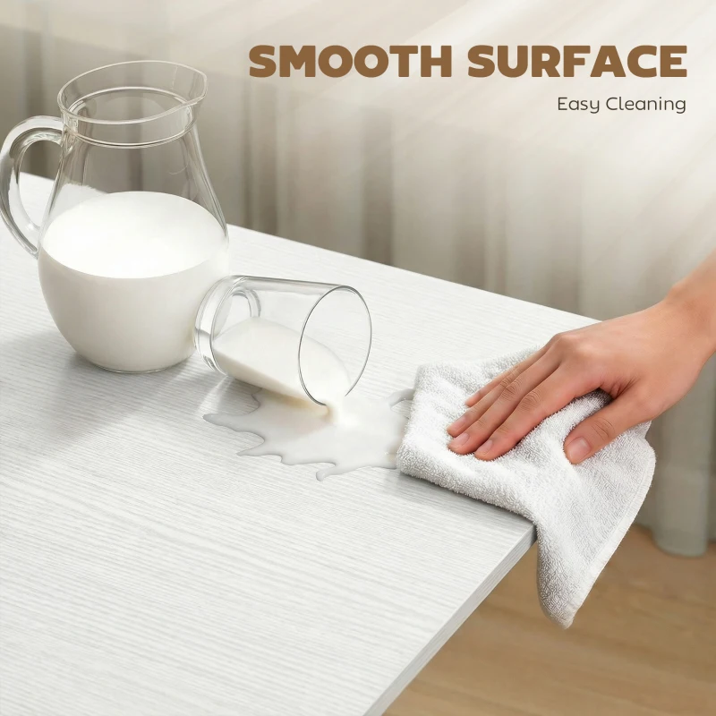 HOMCOM Mobilny Stół Składany z 6 Kółkami i Hamulcami, Składany Stół Kuchenny do Małych Przestrzeni, Biały