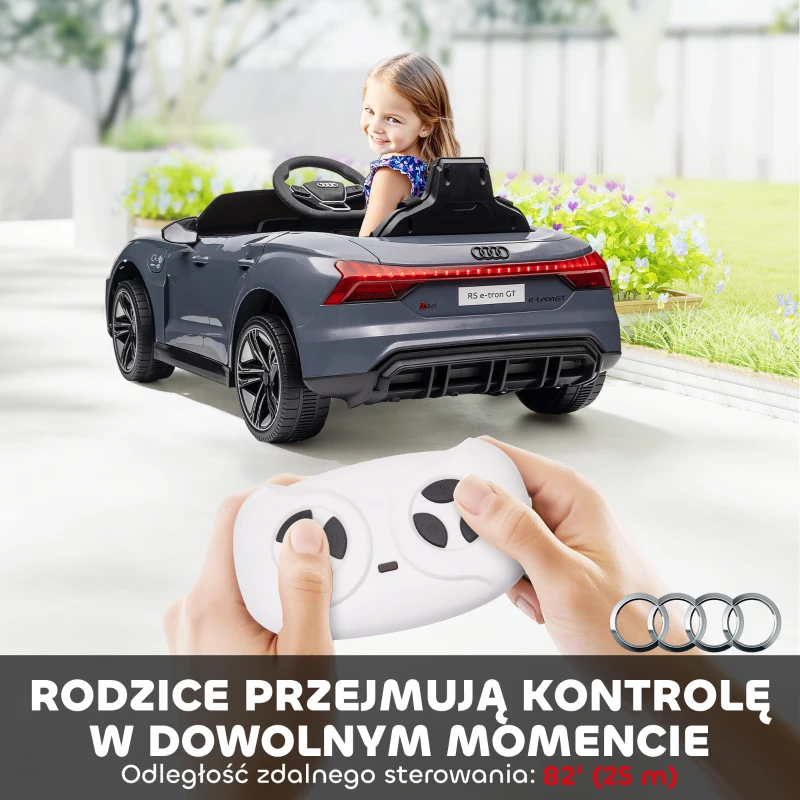 Samochód dziecięcy HOMCOM, samochód elektryczny, z licencją AUDIO, z pasem bezpieczeństwa, pilot zdalnego sterowania, światło, czarny, 103 x 58 x 41cm