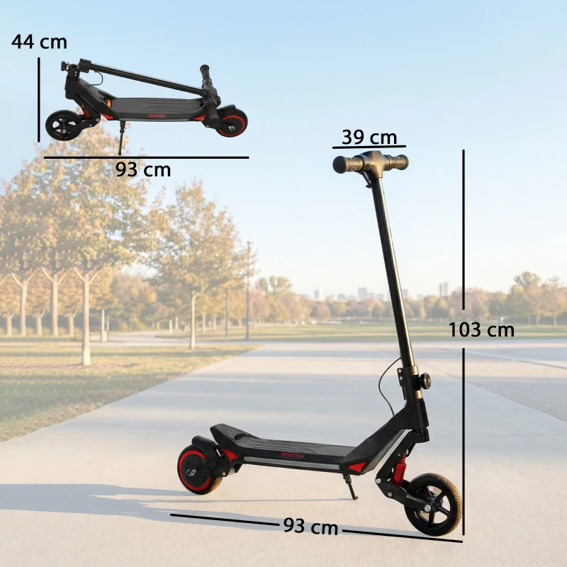 SPORTNOW Electric Scooter for Kids, Foldable E Scooter for Age Age 6+ with LED Display, RGB lights, Up to 16km/h, Black
