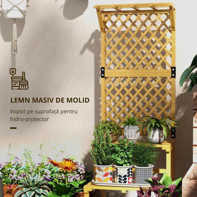 Outsunny Suport de plante din lemn cu spalier pentru plante