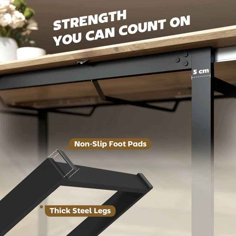 HOMCOM Rozkładany stół jadalny dla 6-8 osób, 140-180 cm, prostokątny stół kuchenny z podstawą ze stali, Drewno naturalne+Czarny