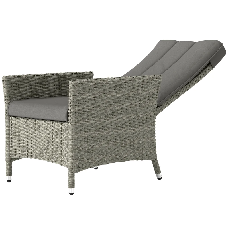 Outsunny 105°-150° Reclining Rattan Chair - Grey