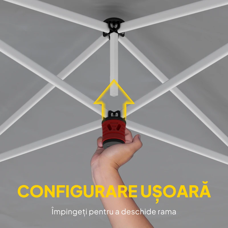 Outsunny Gazebo 3x6 m Pliabil Pop Up cu Înălțime Reglabilă, Gazebo Exterior cu Benzi Reflectorizante, Pereți Laterali, Saci de Nisip, Geantă de Transport, UV50+, pentru Camping, Petreceri, Gri Deschis