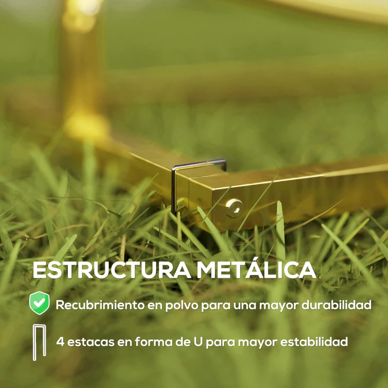 Outsunny Arco de Jardín de Metal Redondo para Rosas Arco de Boda con Recubrimiento en Polvo para Decoración 230x28x234 cm Dorado