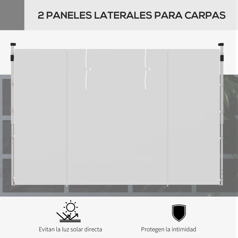 Outsunny 2 Paredes Laterales para Carpa 295x195 cm con Ventana Enrollable y Puerta con Cremallera para Carpa 3x3 m o 3x6 m Blanco