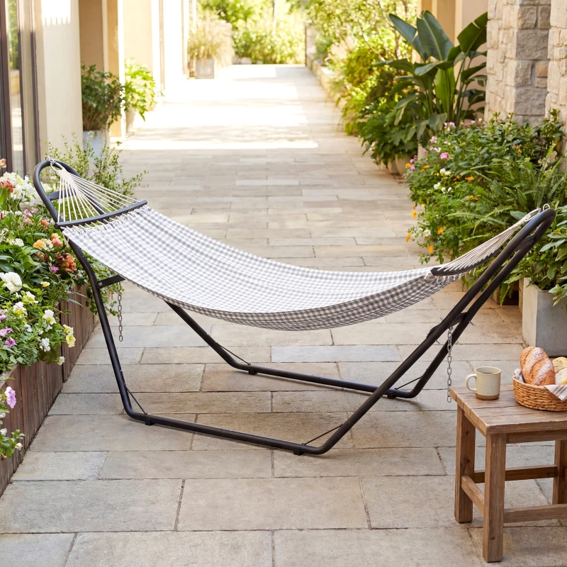 Outsunny Soporte para Hamaca Largo 278 cm Cadena Ajustable con Estructura de Acero para Hamacas de 2,75-4 m Carga 150 kg Negro