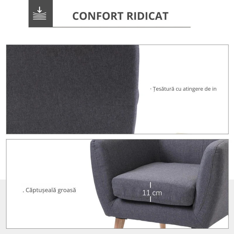 HOMCOM Scaun Fotoliu de Design Dormitor Salon Moderna Gri